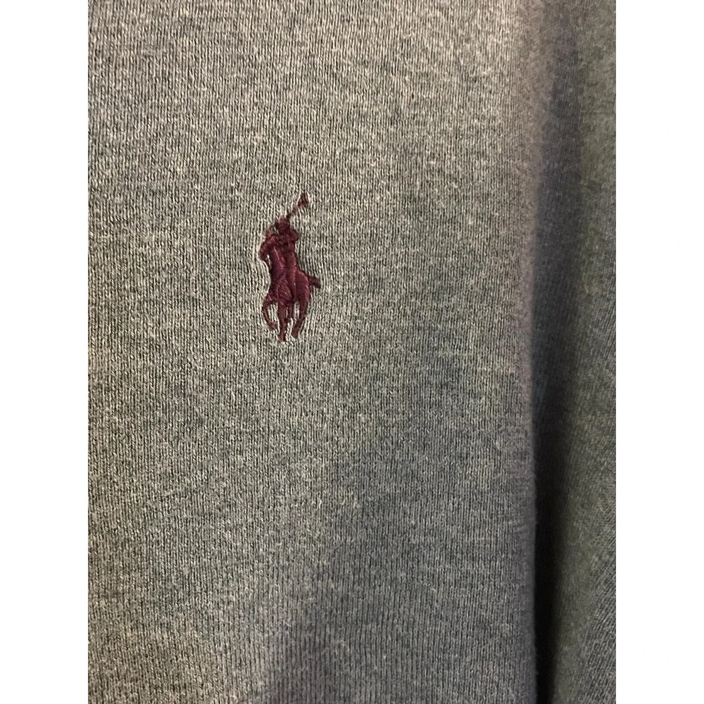 Polo By Ralph Lauren‎ Pullover Sweater Men L Grey Long Sleeve V-Neck Pima Cotton